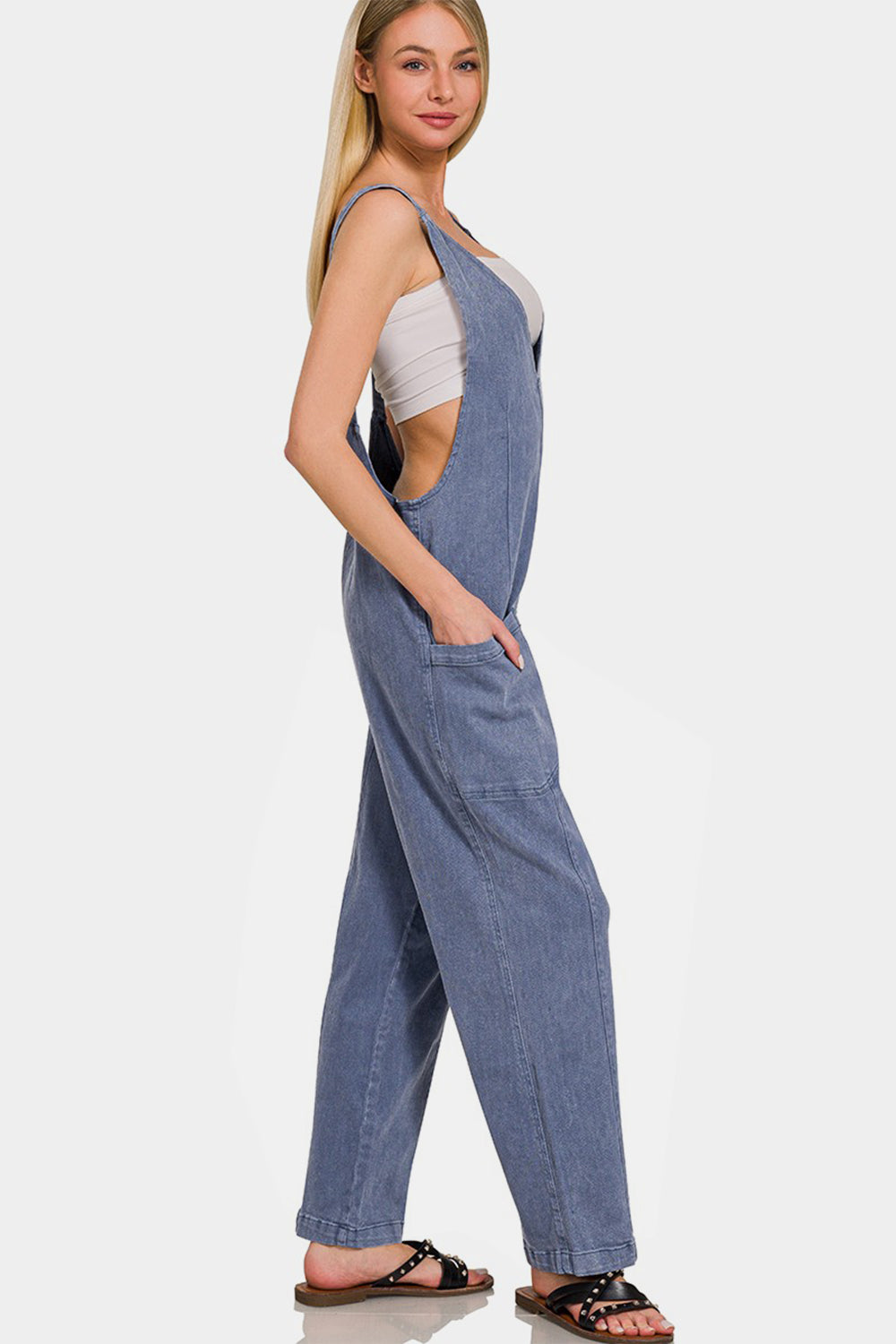 Zenana Pocketed Wide Strap Jumpsuit